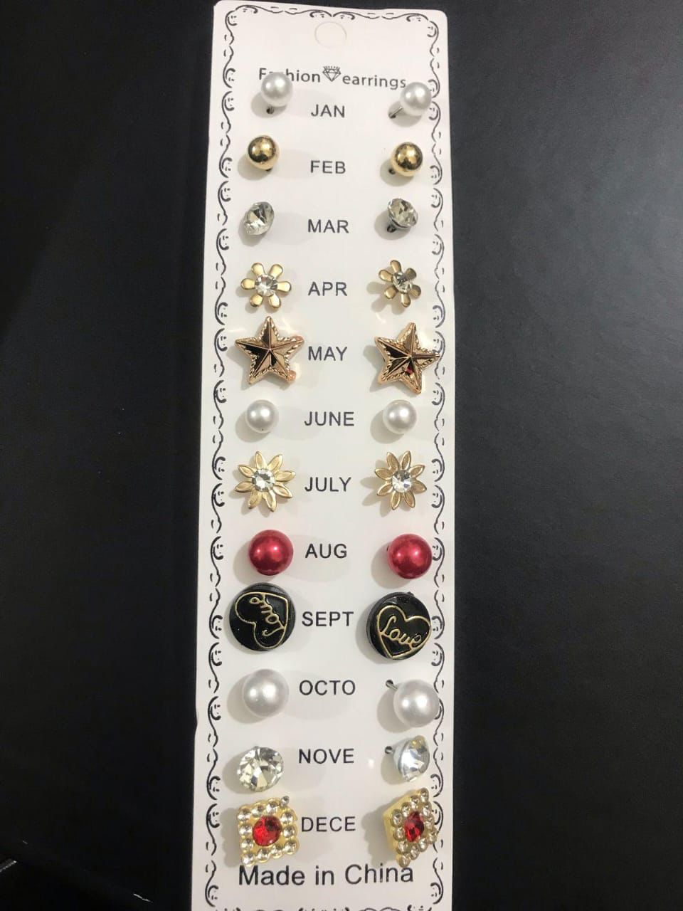 1 Set/ 12 pair stud Earring's